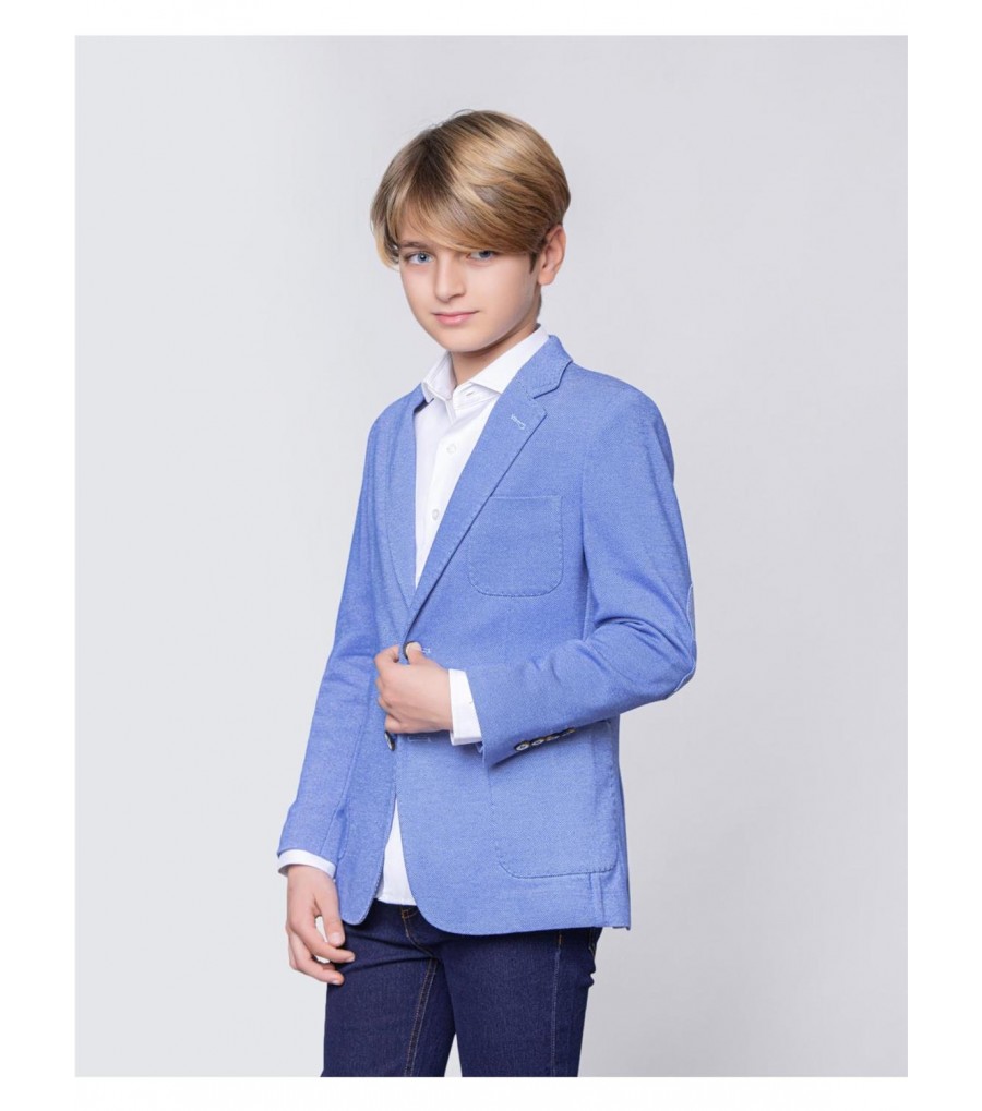 Sudadera de junior con capucha en color azul claro con parche