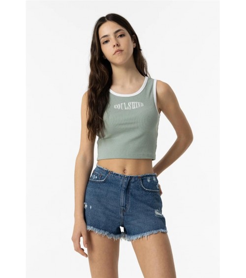 CROP TOP DE CANALE CON BORDADO FRONTAL PARA CHICA TIFFOSI 10054157