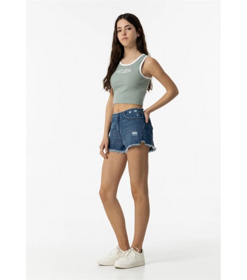 CROP TOP DE CANALE CON BORDADO FRONTAL PARA CHICA TIFFOSI 10054157