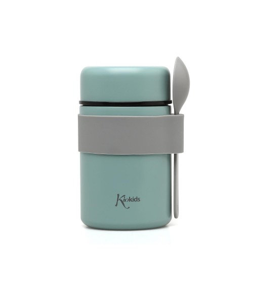TERMO PAPILLERO DE ACERO INOXIDABLE 500ML CON CUCHARA GRIS KIOKIDS 3722