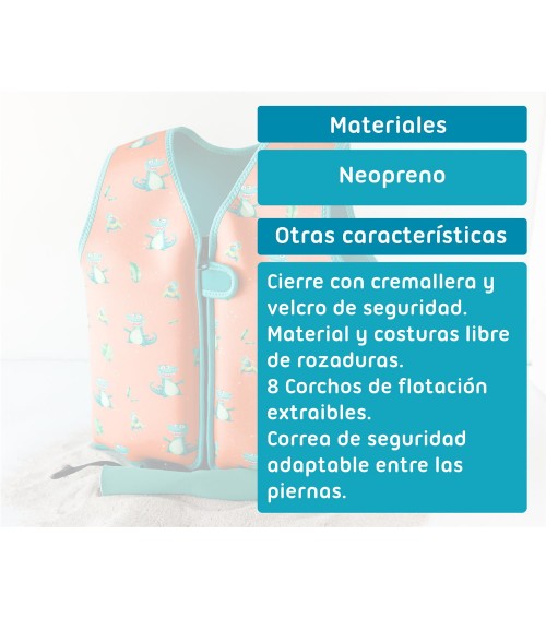 CHALECO DE NEOPRENO COCODRILO NARANJA DE 3 A 6 AÑOS KIOKIDS 4373