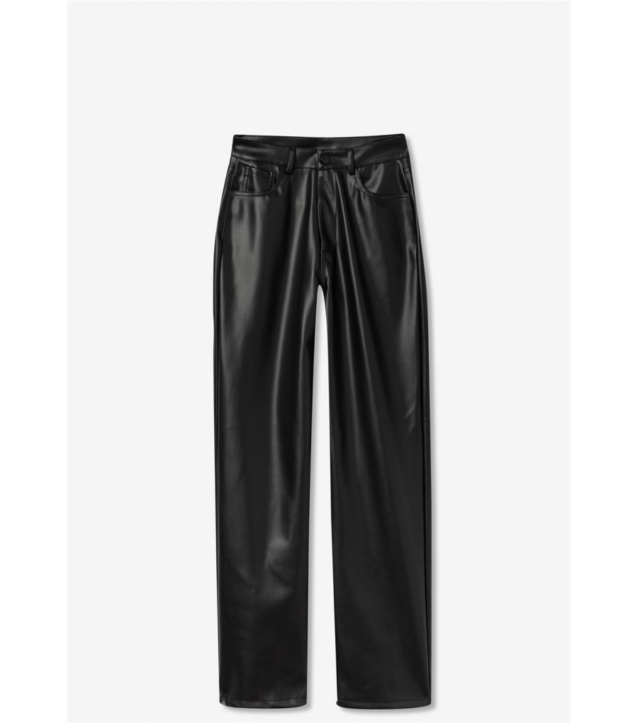 PANTALON STRAIGHT FIT EFECTO PIEL...