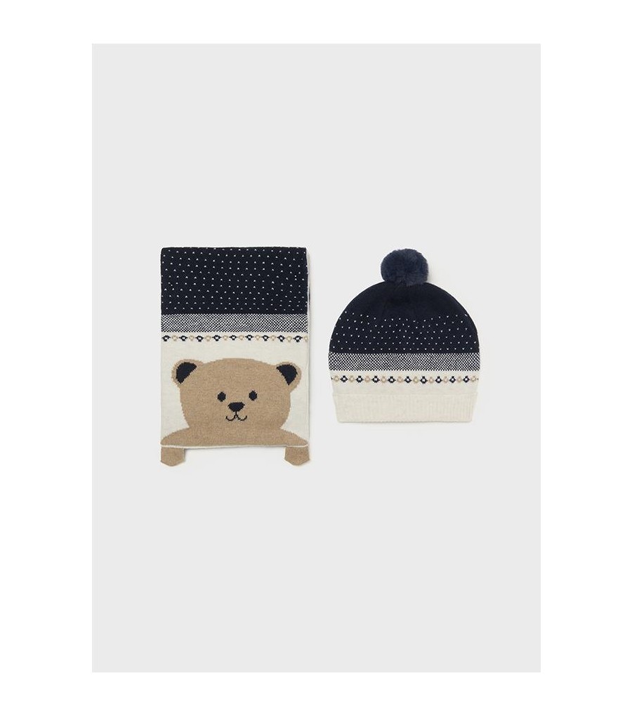 Conjunto gorro y bufanda oso bebé 10767