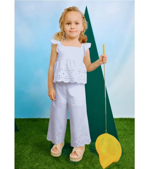 Conjunto pantalón y top perforados niña 3561
