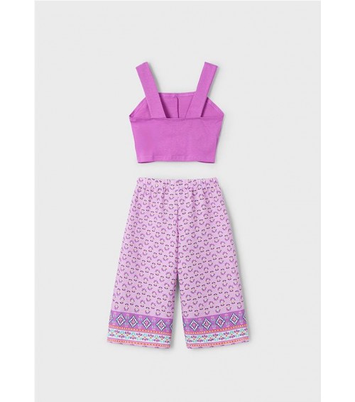 Conjunto pantalón largo estampado y top niña 3562
