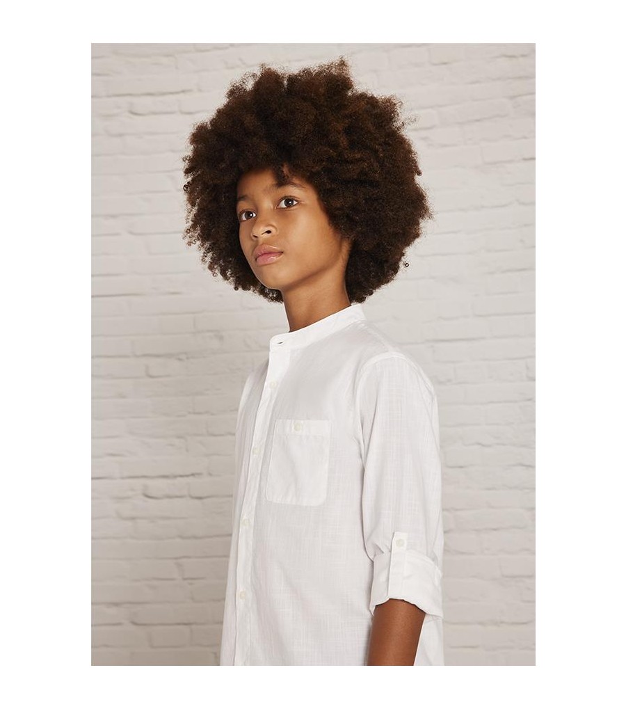Camisa manga larga cuello mao chico 6141