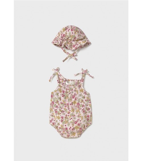 Pelele con gorro florecitas recién nacida 1667