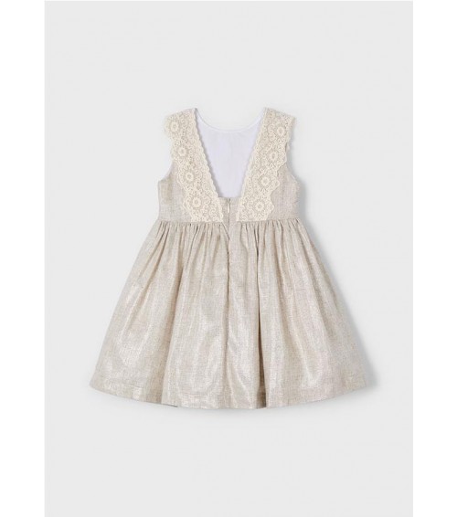 Vestido detalle bordado con lino niña 3910