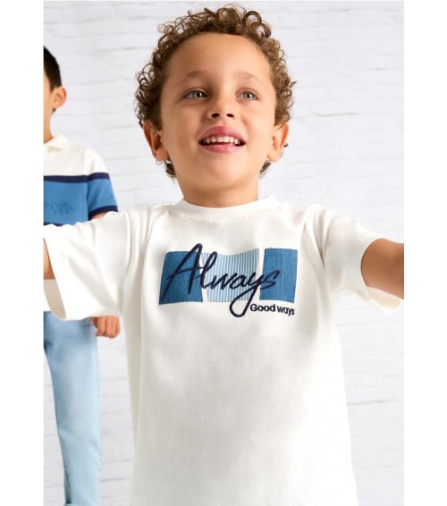 Camiseta texto apliques niño 3025