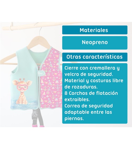 CHALECO  NEOPRENO FUCSIA 2-3 A