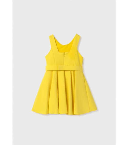 Vestido crepe aplique floral niña  5095
