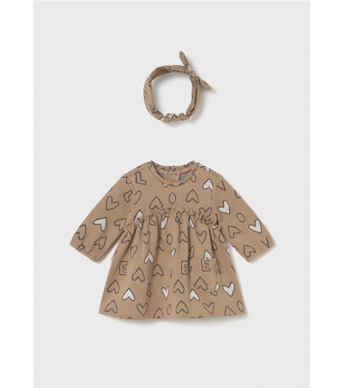 Vestido con diadema jacquard recién nacida 2825