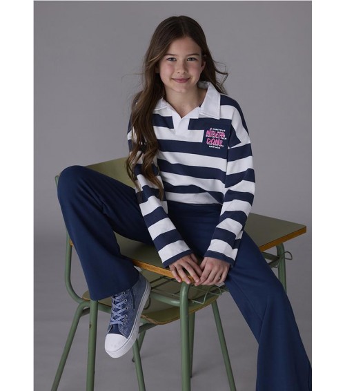 Conjunto pantalón y polo de rayas chica 7584