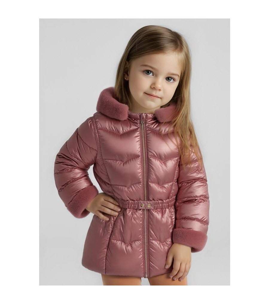 Chaquetón metalizado cinturón niña 4448