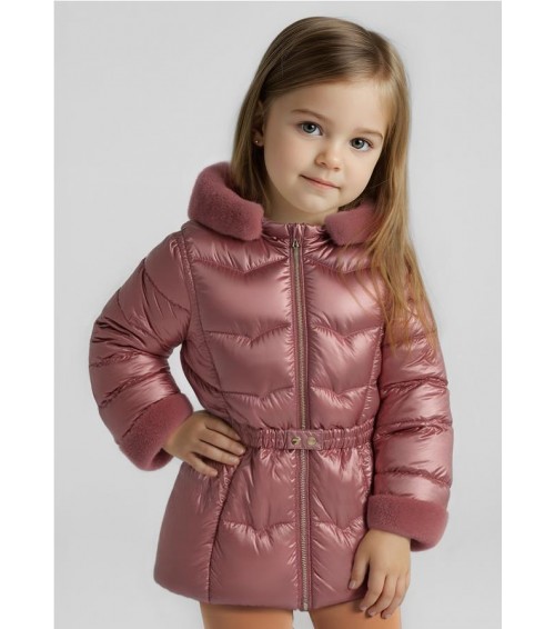 Chaquetón metalizado cinturón niña 4448