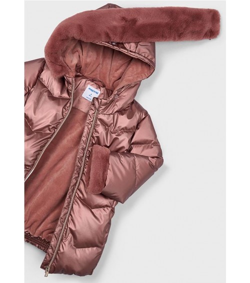 Chaquetón metalizado cinturón niña 4448