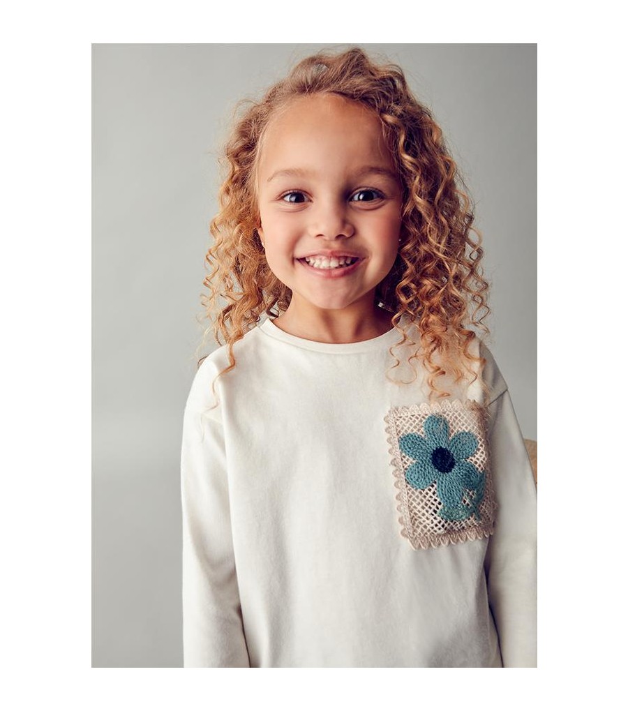 Camiseta bolsillo crochet niña 4004