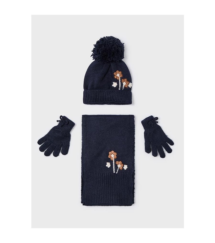 Conjunto 3 piezas bufanda flores niña...