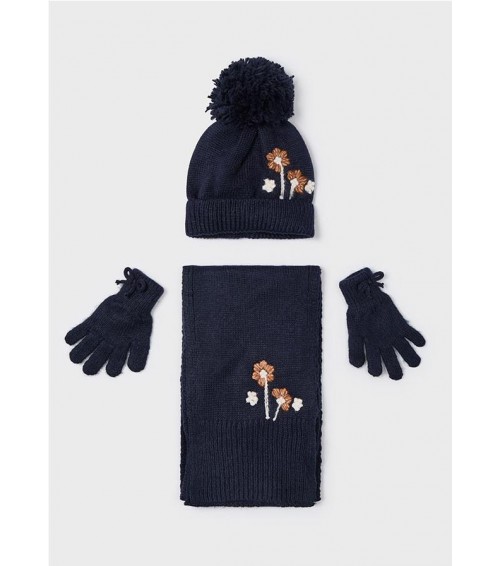 Conjunto 3 piezas bufanda flores niña 10110