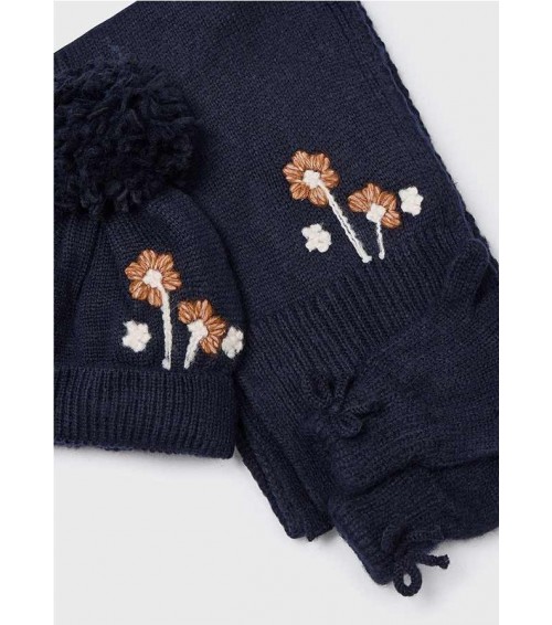 Conjunto 3 piezas bufanda flores niña 10110