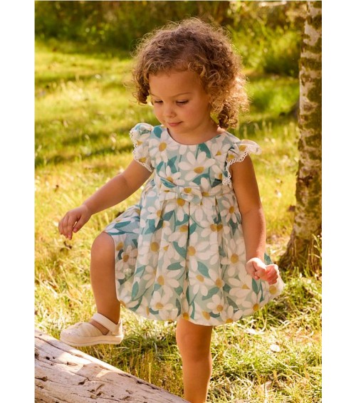 Vestido de ceremonia con volantes y estampado de flores bebé 1910