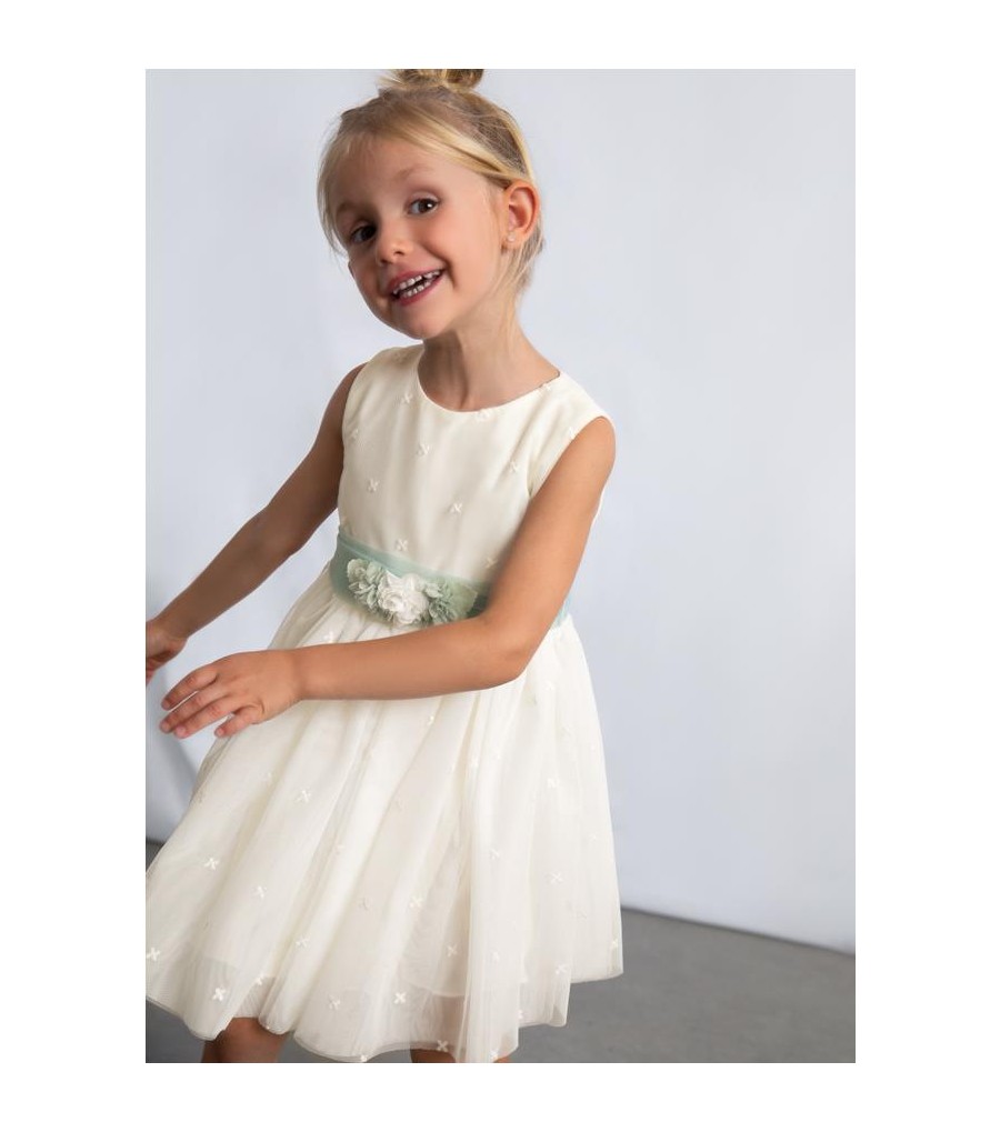 Vestido ceremonia tul bordado niña 3919