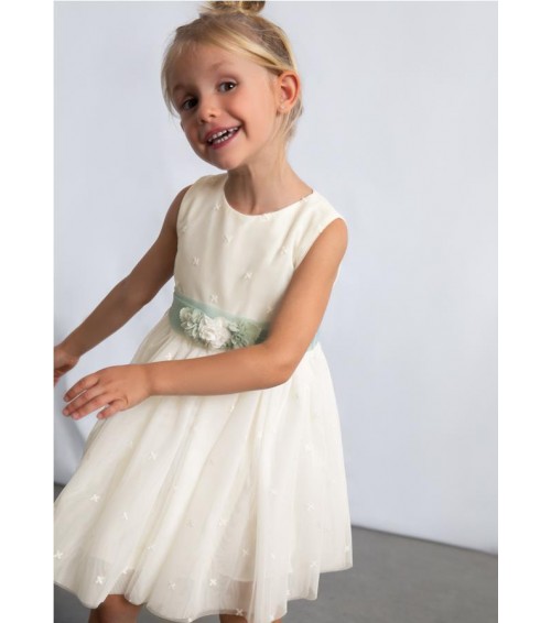 Vestido ceremonia tul bordado niña 3919