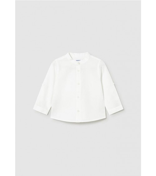 Camisa de manga larga con lino y cuello mao bebé 1116