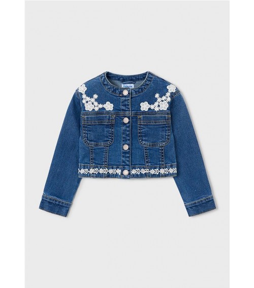 Chaqueta vaquera detalles guipur niña 3453