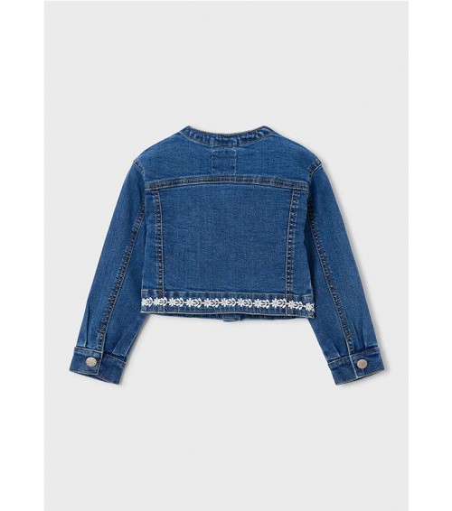 Chaqueta vaquera detalles guipur niña 3453