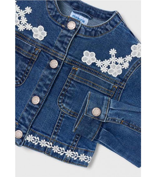 Chaqueta vaquera detalles guipur niña 3453