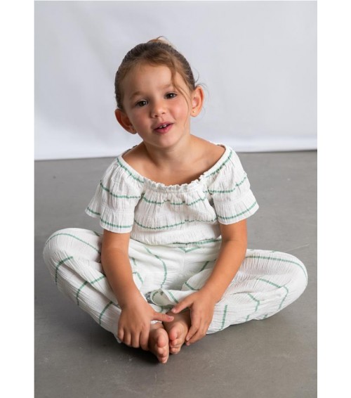 Conjunto pantalón largo y top de rayas niña 3593