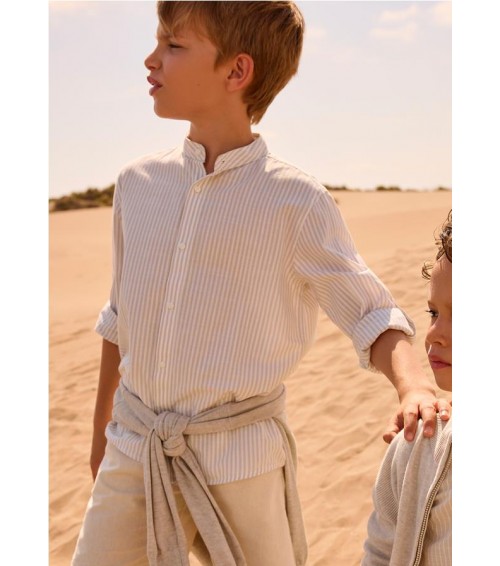 Camisa manga larga cuello mao chico 6176