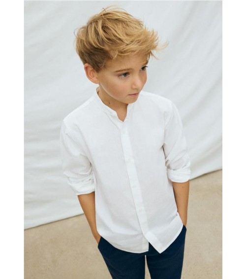 Camisa manga larga cuello mao chico 6176