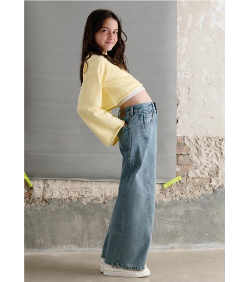 Pantalón largo vaquero wide leg chica 6552