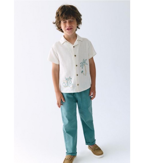 Pantalón largo jogger con lino niño 3575