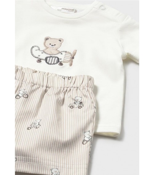 Conjunto pantalón corto y camiseta osito recién nacido 1275