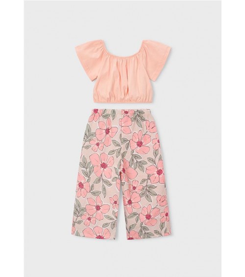 Conjunto pantalón largo estampado y top niña 3597