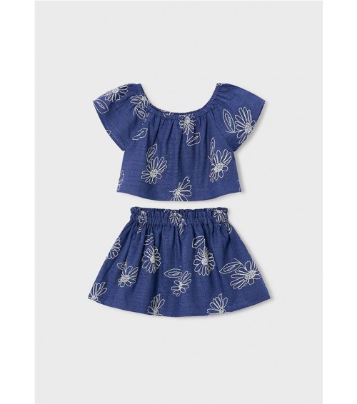 Conjunto falda y camiseta con lino niña 3947