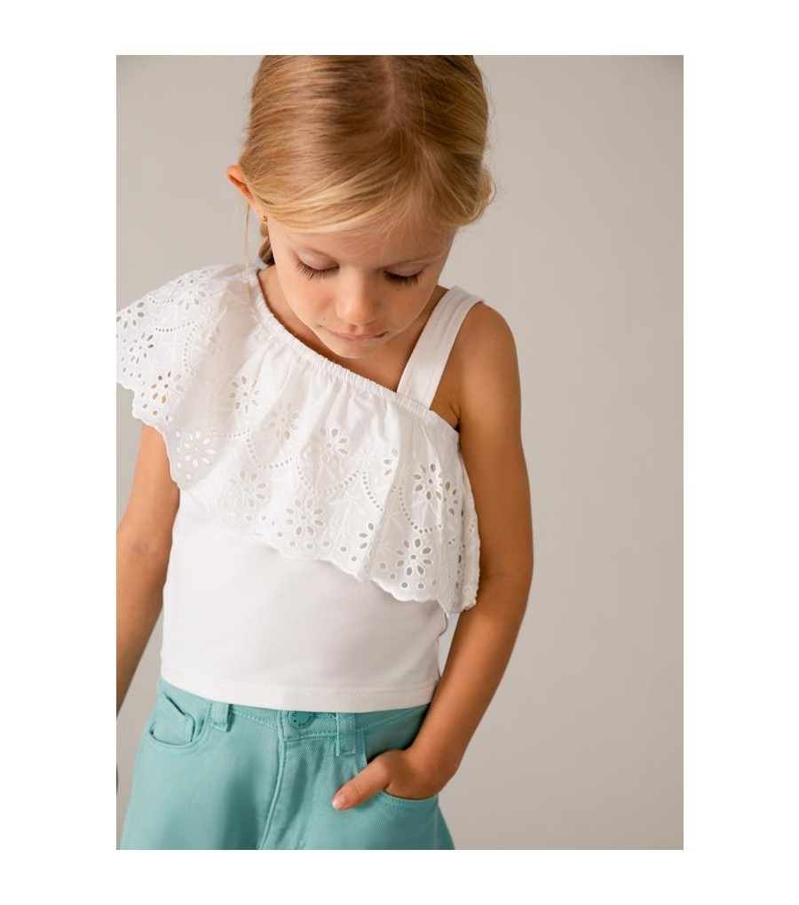 Camiseta de tirantes con volante niña...