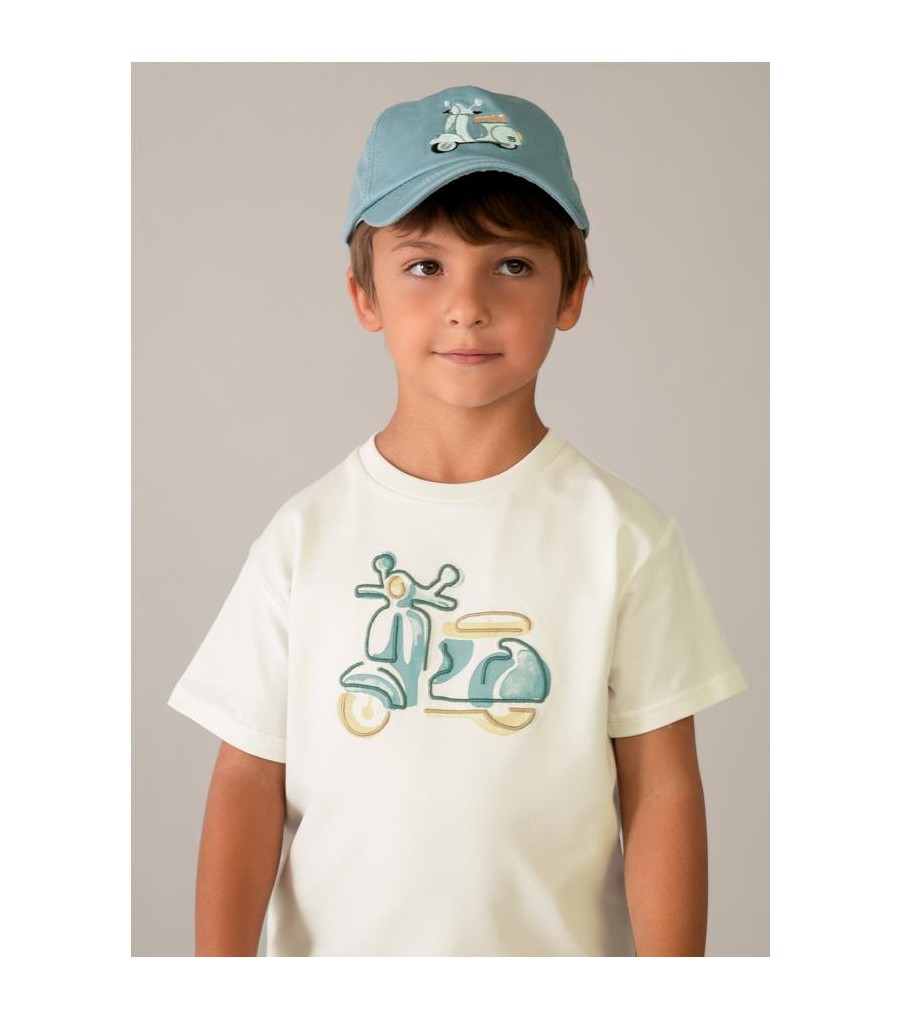 Camiseta con moto bordada niño 3060
