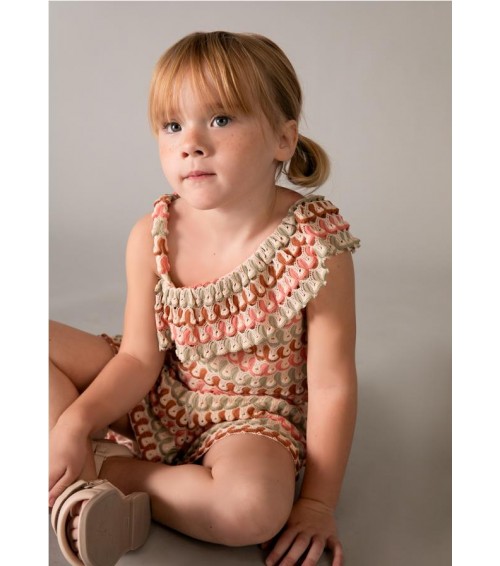 Conjunto pantalón corto y top asimétrico niña 3225