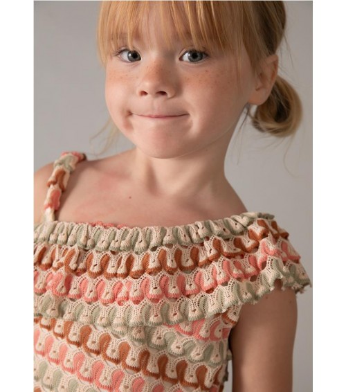 Conjunto pantalón corto y top asimétrico niña 3225