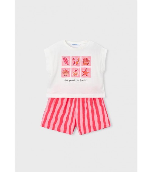 Conjunto pantalón corto estampado y camiseta niña 3234