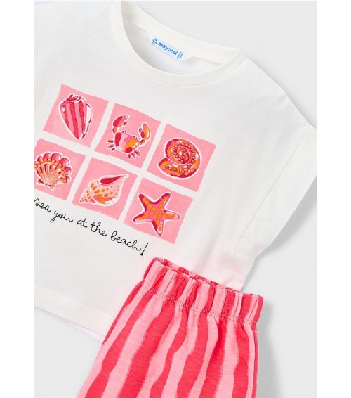 Conjunto pantalón corto estampado y camiseta niña 3234