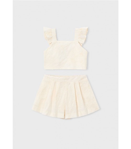 Conjunto bermuda y top volantes ceremonia niña 3235